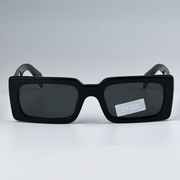 NEW Prada PRA07S 1AB5S0 Black Dark Grey Cat Eye Rectangle Sunglasses PR A07S - Picture 1 of 12